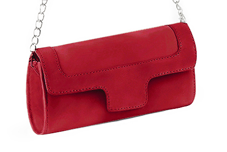 Cardinal red women's dress clutch, for weddings, ceremonies, cocktails and parties. Front view - Florence KOOIJMAN